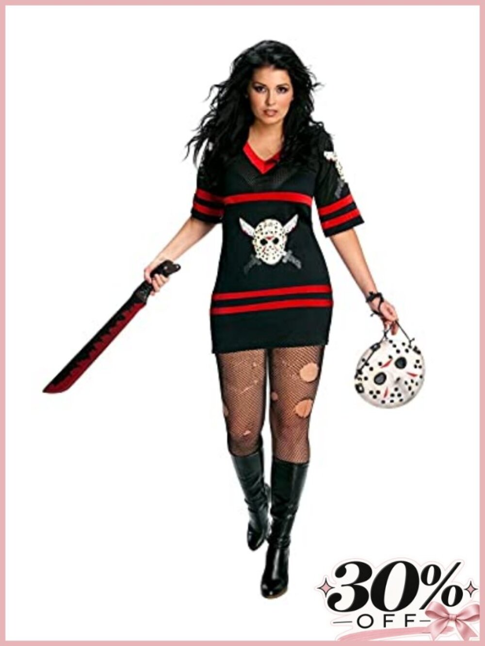 Miss Voorhees Costume Plus 18-20 Dress & Mask Handbag Halloween
